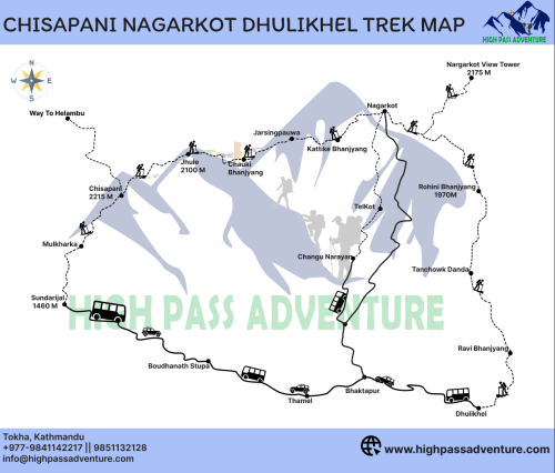 Chisapani Nagarkot Dhulikhel Trek route map