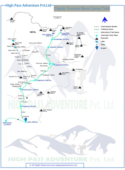 Classic Everest Base Camp Trek route map