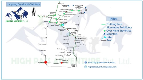 Langtang Gosaikunda Trek route map