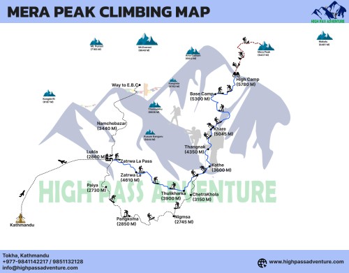 Mera Peak Climb Itinerary & Cost route map