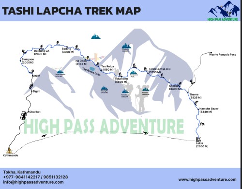 Tashi Laptsa Pass route map