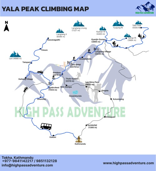 Yala Peak Climbing route map